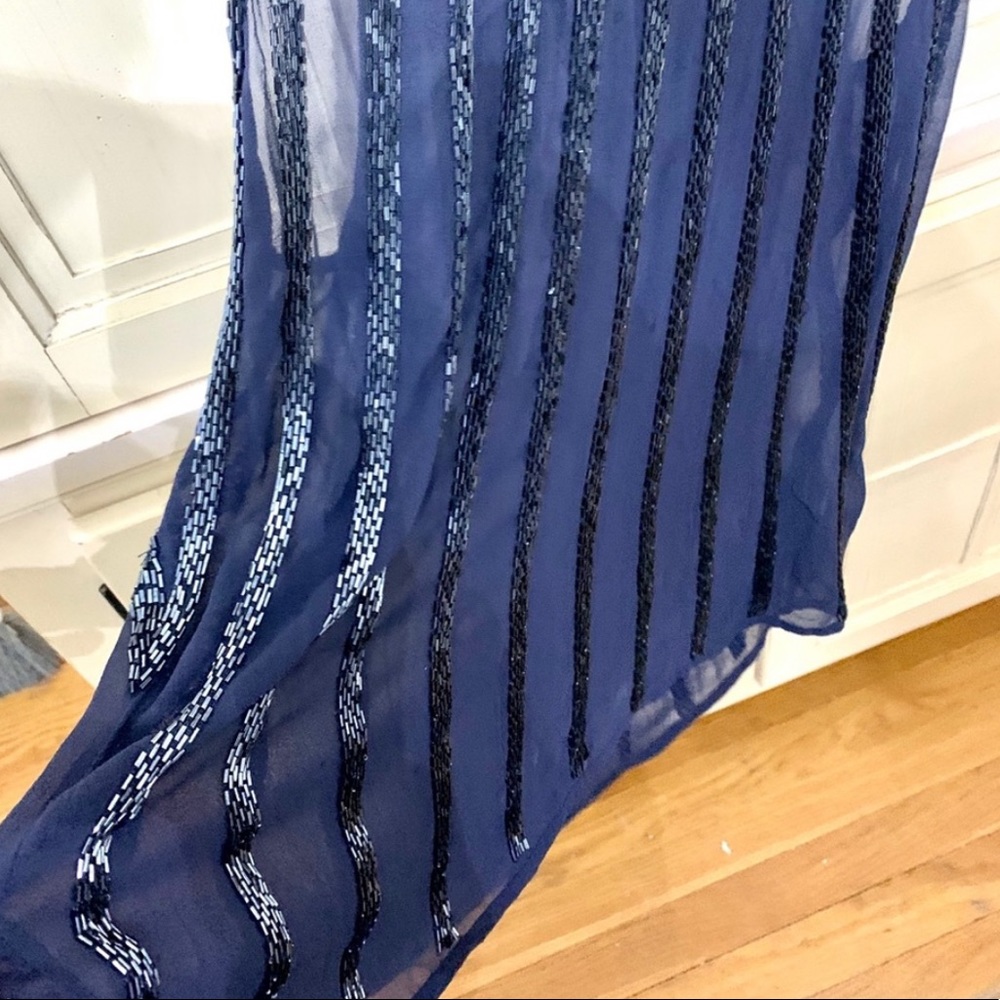 Joie NWOT SILK Sequin Tank Navy Blue XS Top Shirt Camisole Sheer Sparkly - Picture 7 of 15